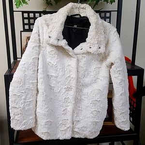 Girls H&M faux fur winter white Jacket sz. 12-13y